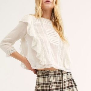 Free People Jasmine Lace Ruffle Top